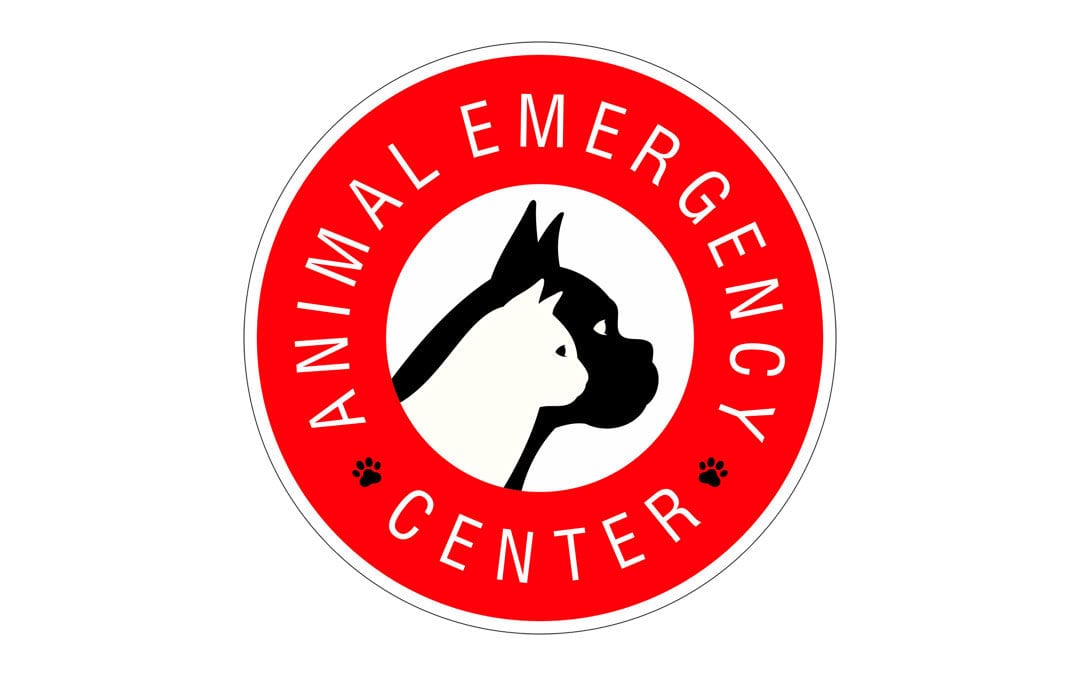 Red and white logo seal for Animal Emergency Center