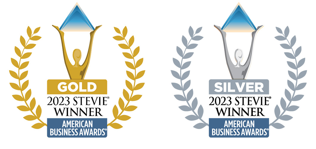 2023 Gold Stevie® Award and Silver Stevie® Award logos - Annual American Business Awards®